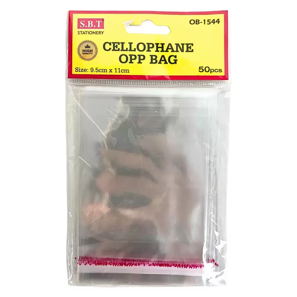 SBT Stationery Self-Adhesive 50 Pieces Transparent Cellophane Opp Bag- 9.5X11cm