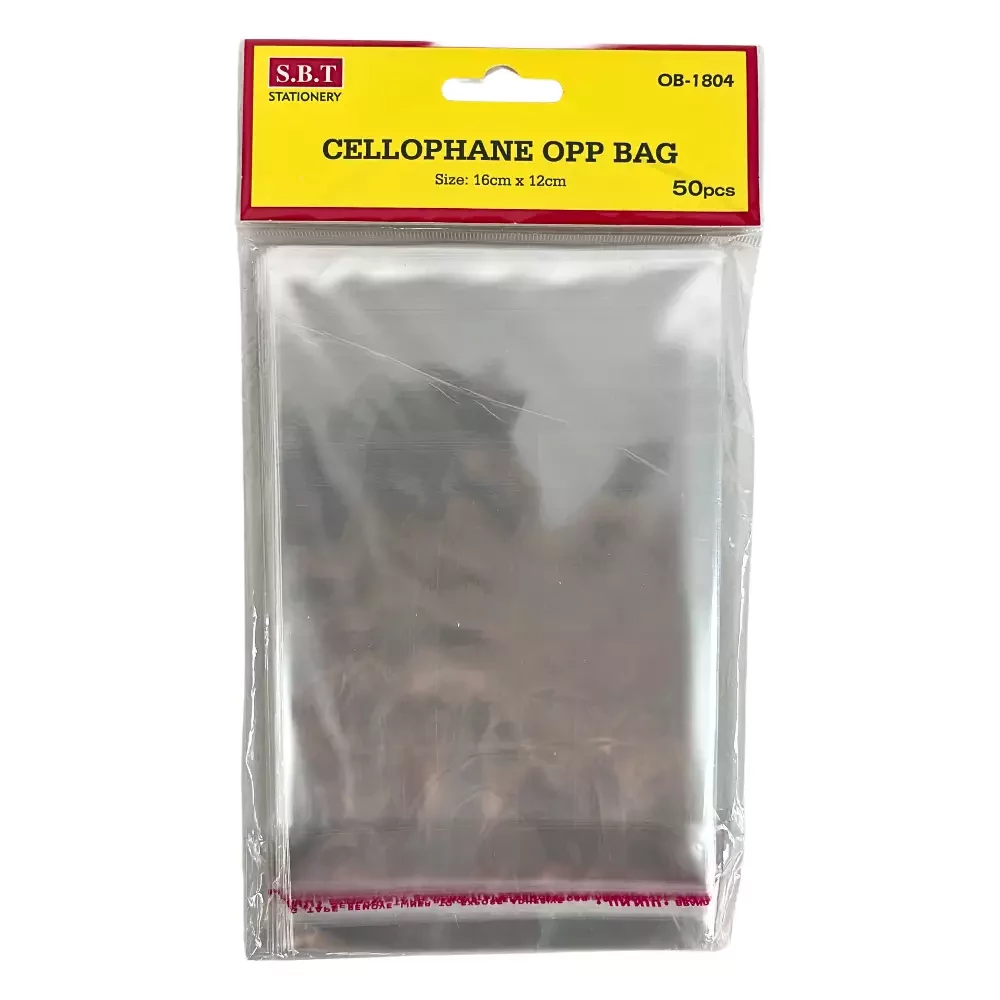 SBT Stationery Self-Adhesive 50 Pieces Transparent Cellophane Opp Bag- 16X12cm