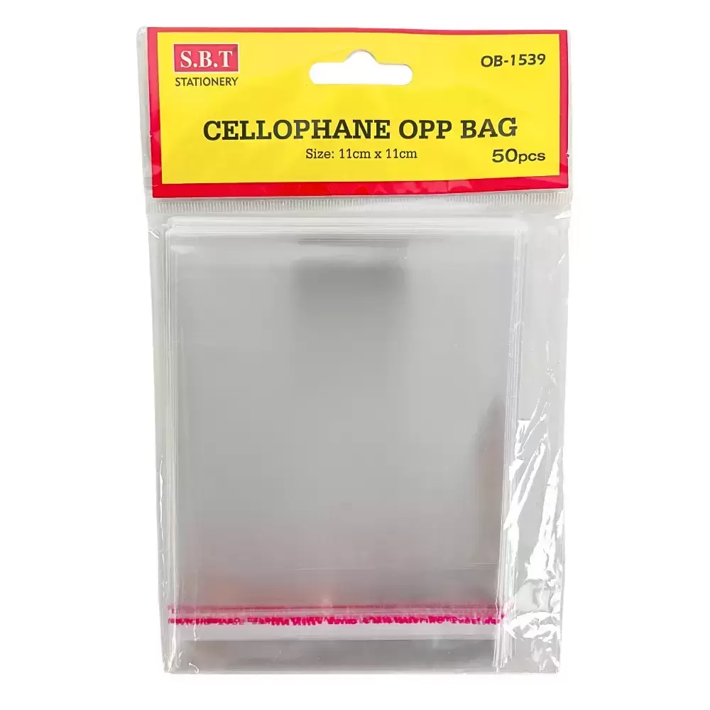 SBT Stationery Self-Adhesive 50 Pieces Transparent Cellophane Opp Bag- 11X11cm