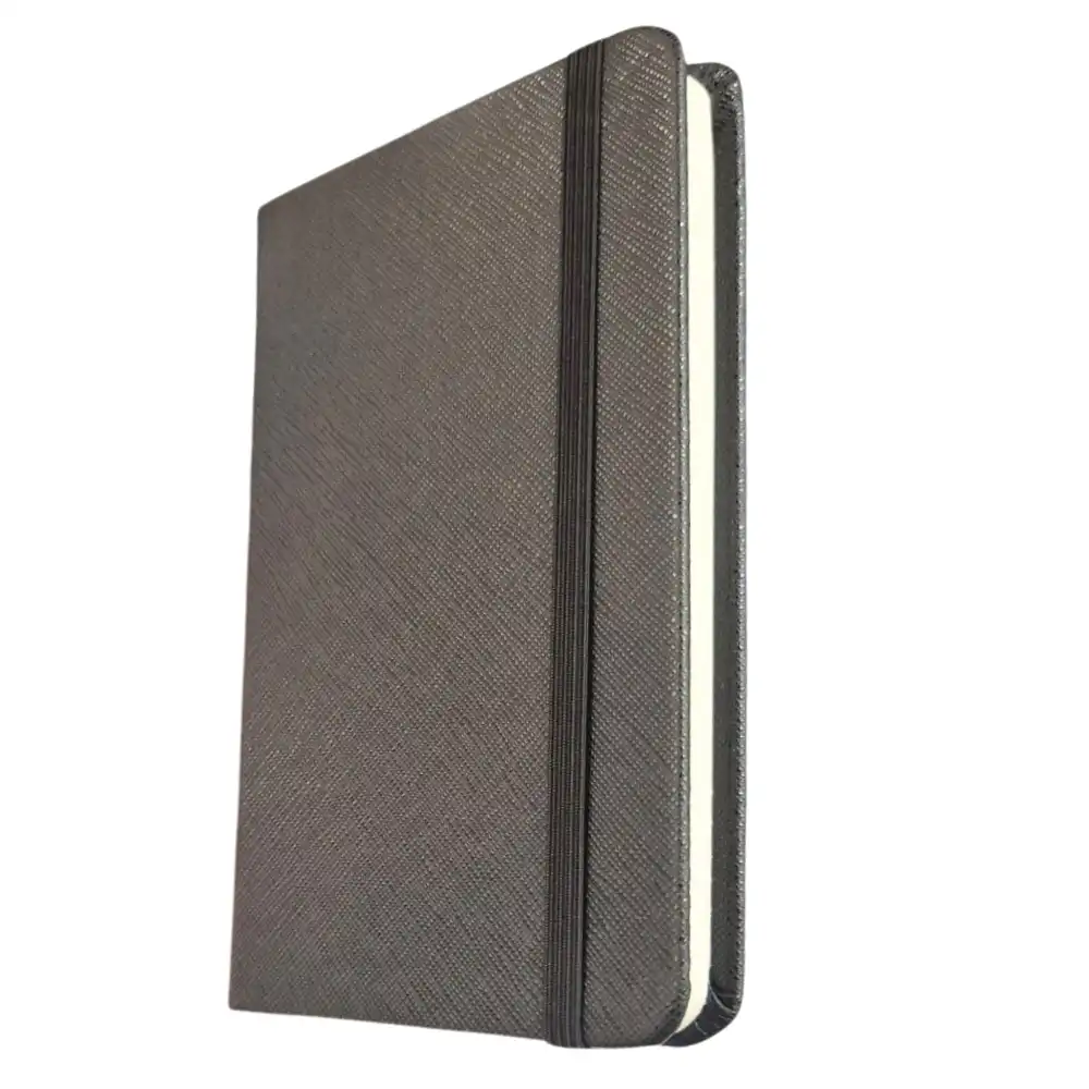 Journal Notebook With Plain Black Hard Cover And Elastic Closure