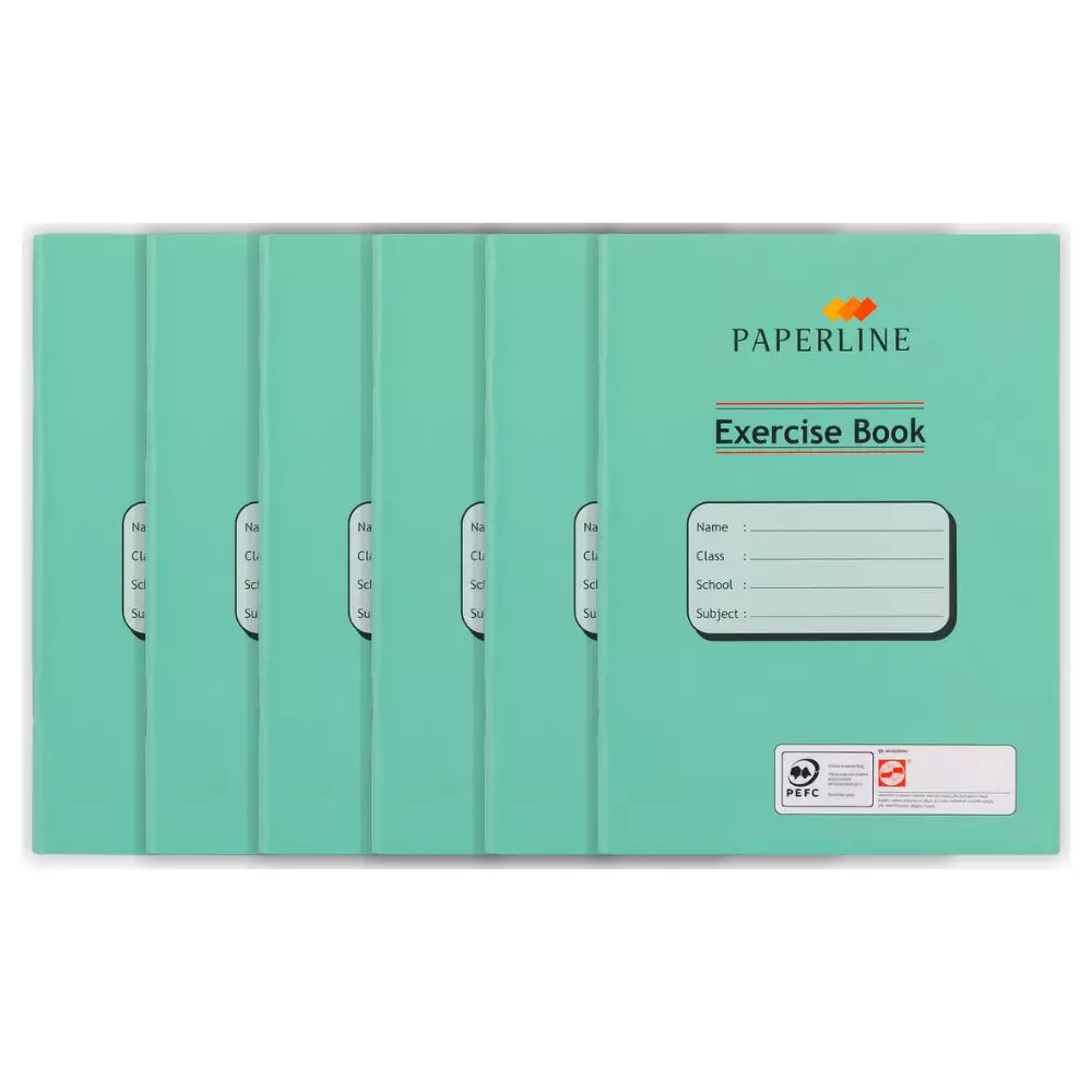 Paperline Box Shape Ruling Exercise Book 100 sheets With Green Cover, 21X16cm- 6pcs