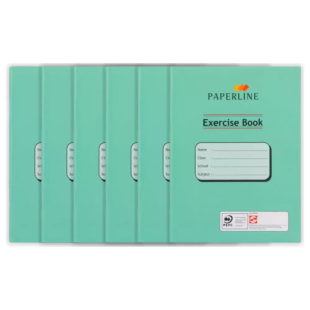 Paperline Box Shape Ruling Exercise Book 100 sheets With Green Cover, 21X16cm- 6pcs