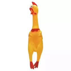 Rubber Screaming Chicken Squeeze Me Toy For Pets And Kids- Yellow