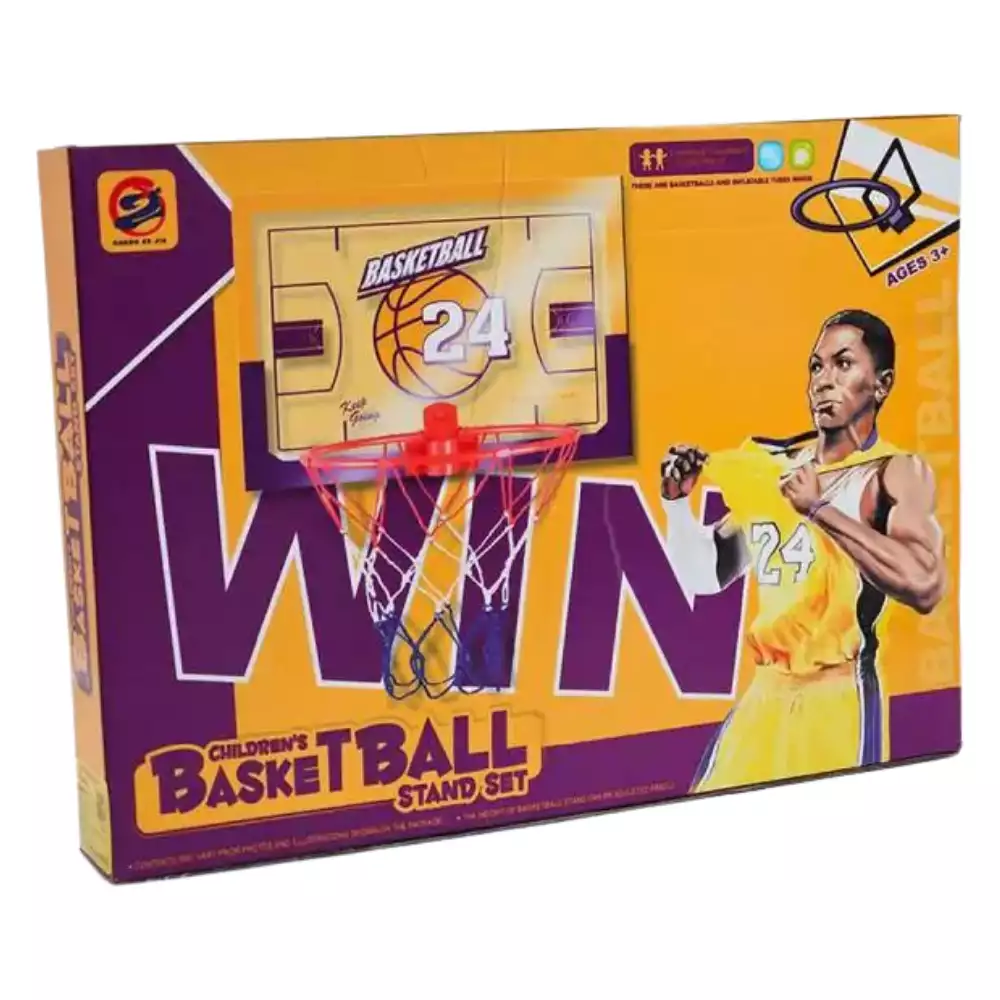 Children Adjustable Basket Ball Stand With Ring Set For Indoor And Outdoor- Multi-Color