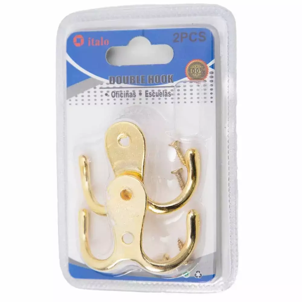 Italo Double Hook, Double Face Hook Gold Prong Robe Hook, 2pcs Double Hook  Golden