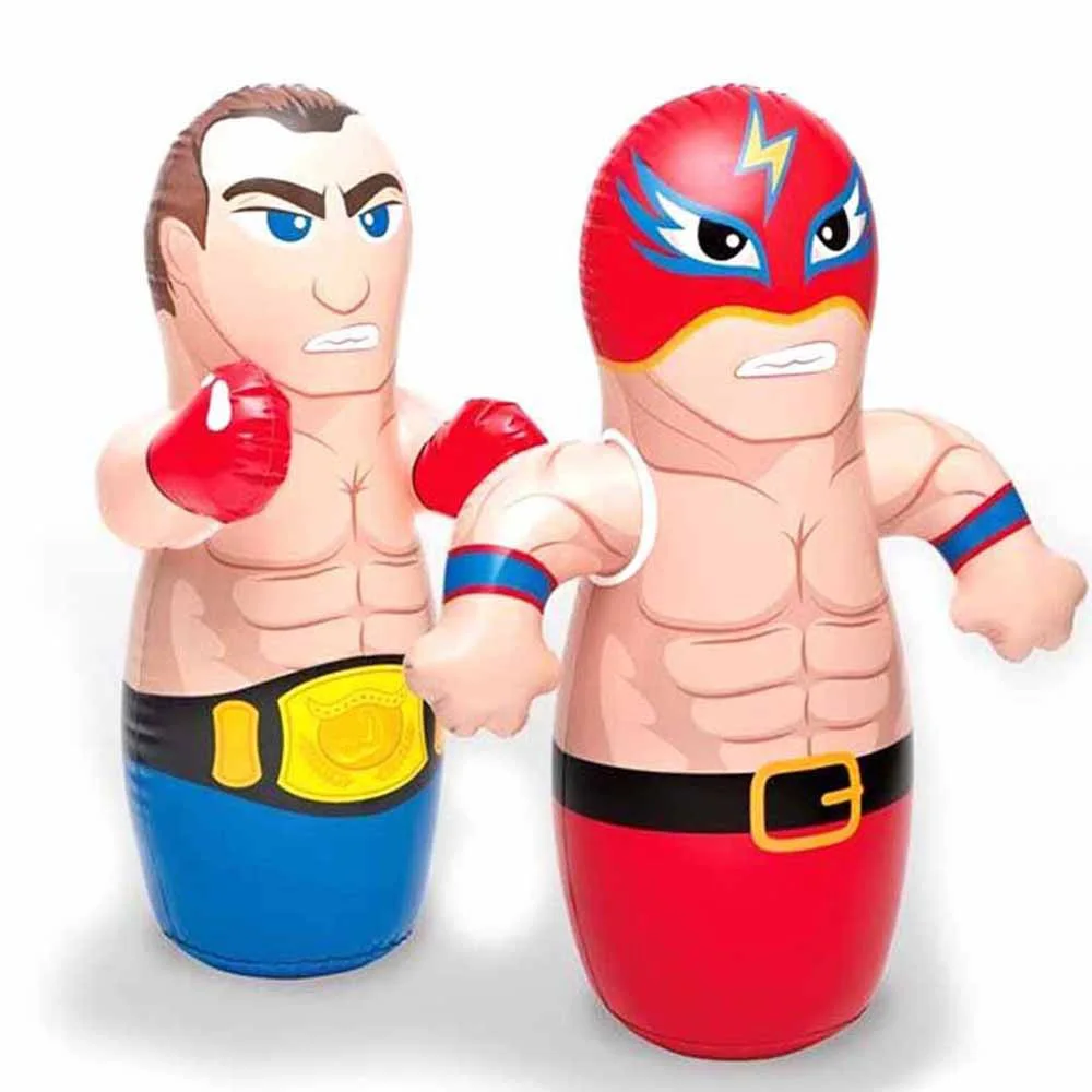 Intex Entertainment, Hit Me 3D Bop Bag Blow Up Inflatable Wrestler, Size 91X72cm