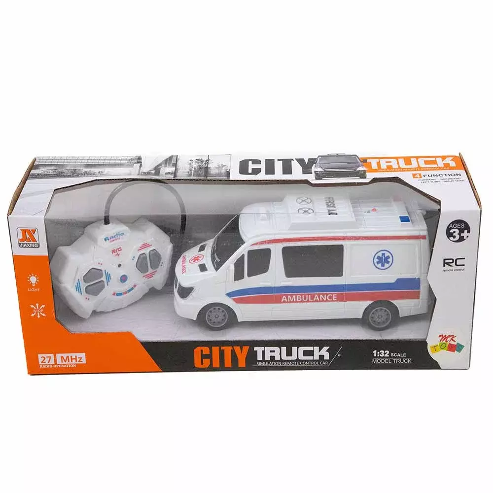 RC Ambulance City Truck, 1:32 Scale Model Truck Emergency vehical with  Light for boys and girls
