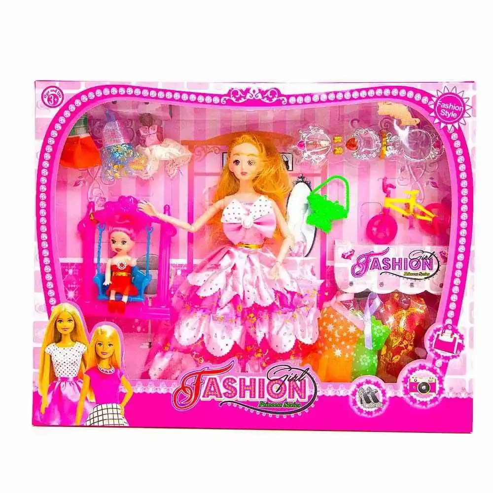 Colour Full Barbie Doll Set With Changeable Clothes And Accessories High  Quality Non Toxic For Girls price in UAE,  UAE