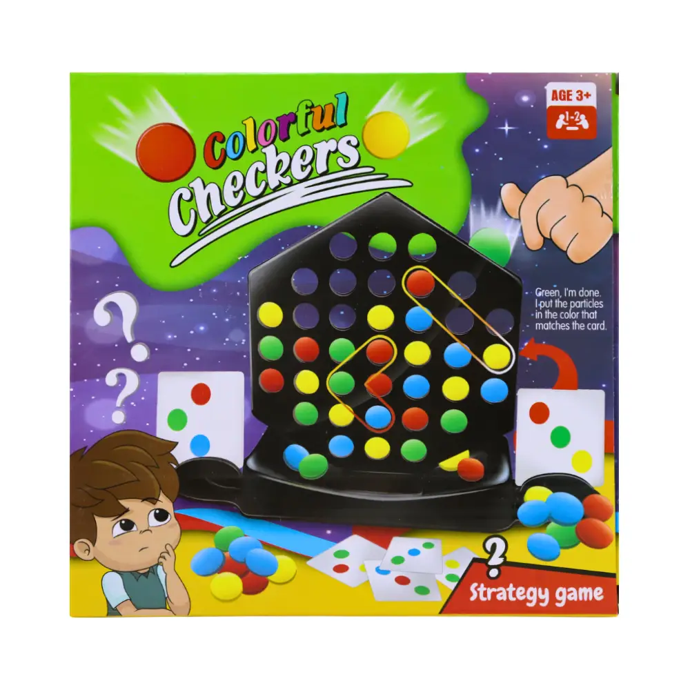 Colorful Checkers Strategy Game Board For Kids