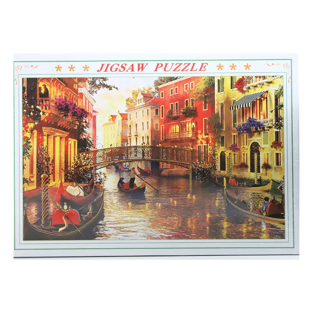 Jigsaw Puzzle with Building Boats River Design for Childrens and Adults - 1000 Pcs Size 50X75cm