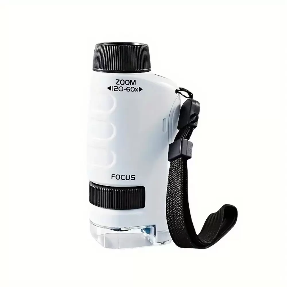 Mini Labsters Handheld Portable Pocket Microscope for Kids With 120-160X Zoom- White