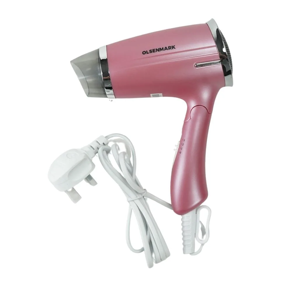 Olsenmark Mini Hair Dryer with Foldable Handle and Power 1400W