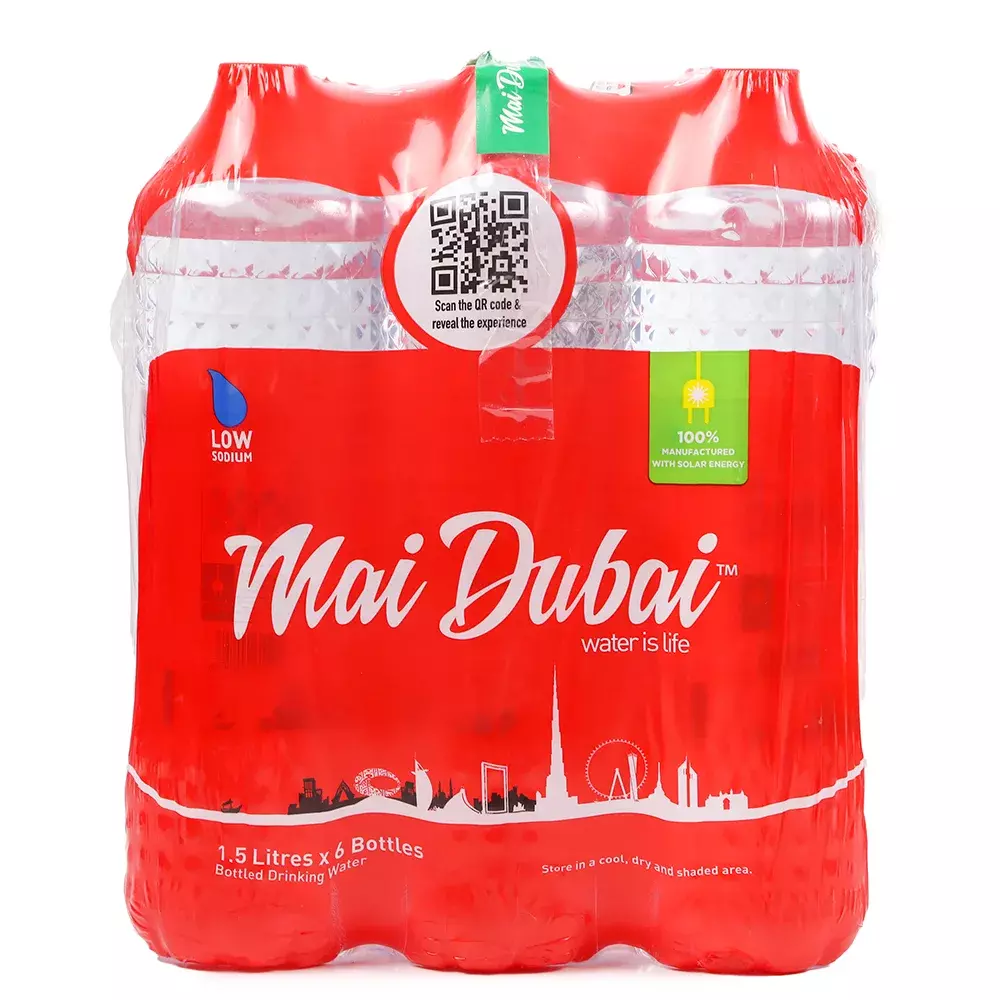 Mai Dubai Bottled Drinking Water with Low Sodium, 6X1.5Ltr (Delivery In Dubai Only)