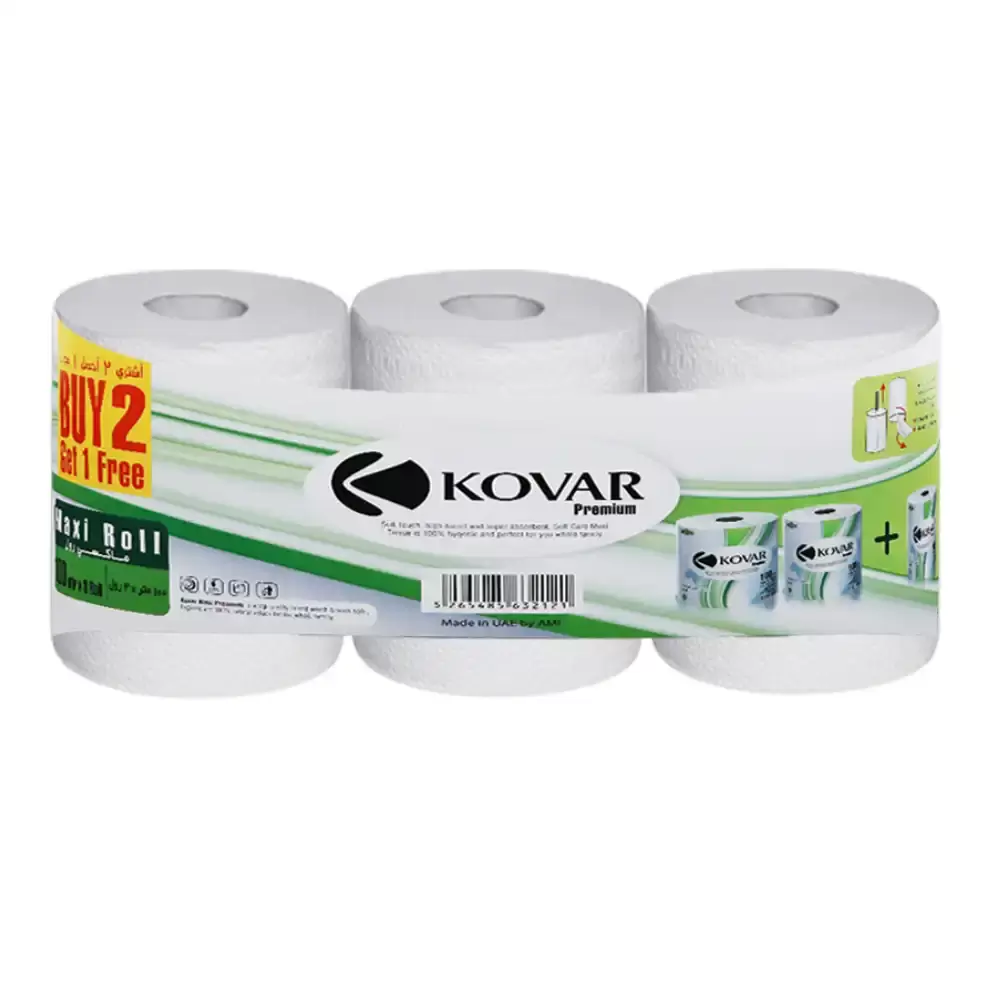 Kovar Super Absorbent Maxi Roll, 1 Ply Tissue Roll, 100 Meter Per Roll - Pack of 3 Pieces