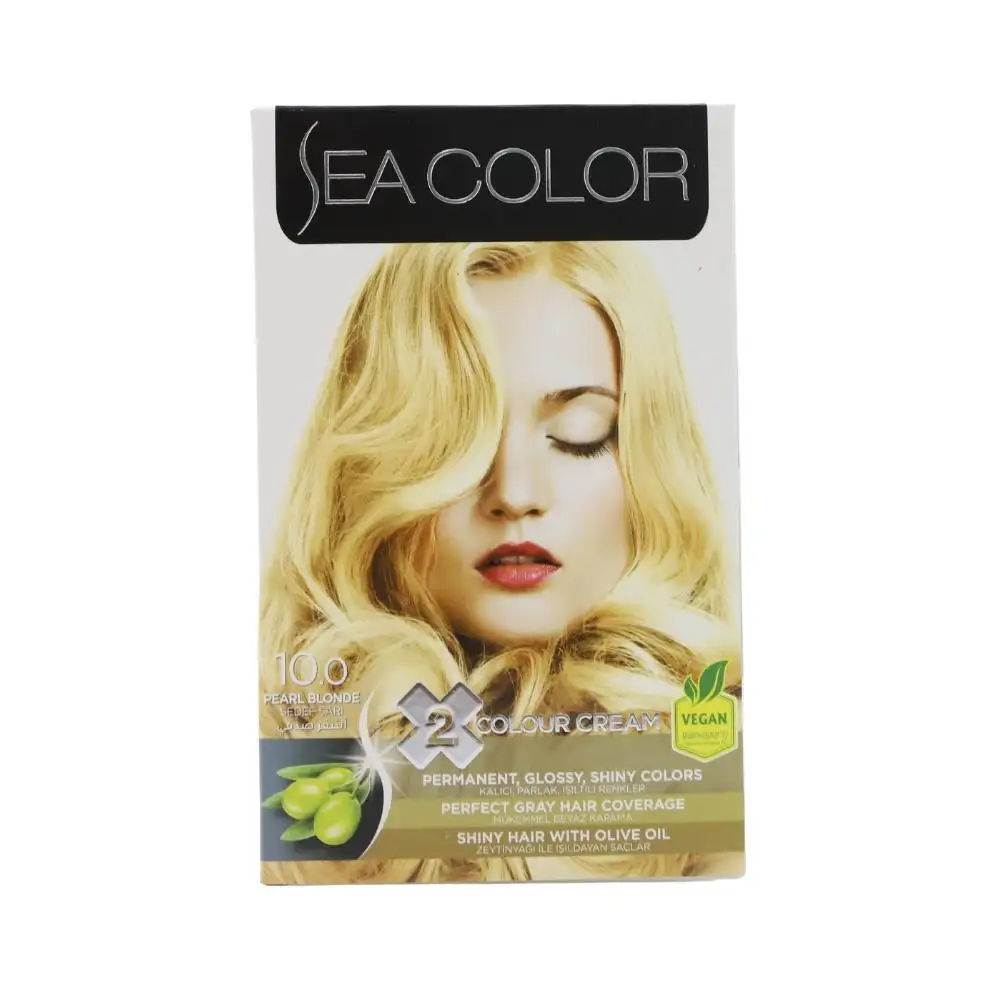 Sea Color Hair Color Kit Hair Cream With Olive Oil For Shiny Hair 10.0 Pearl Blonde