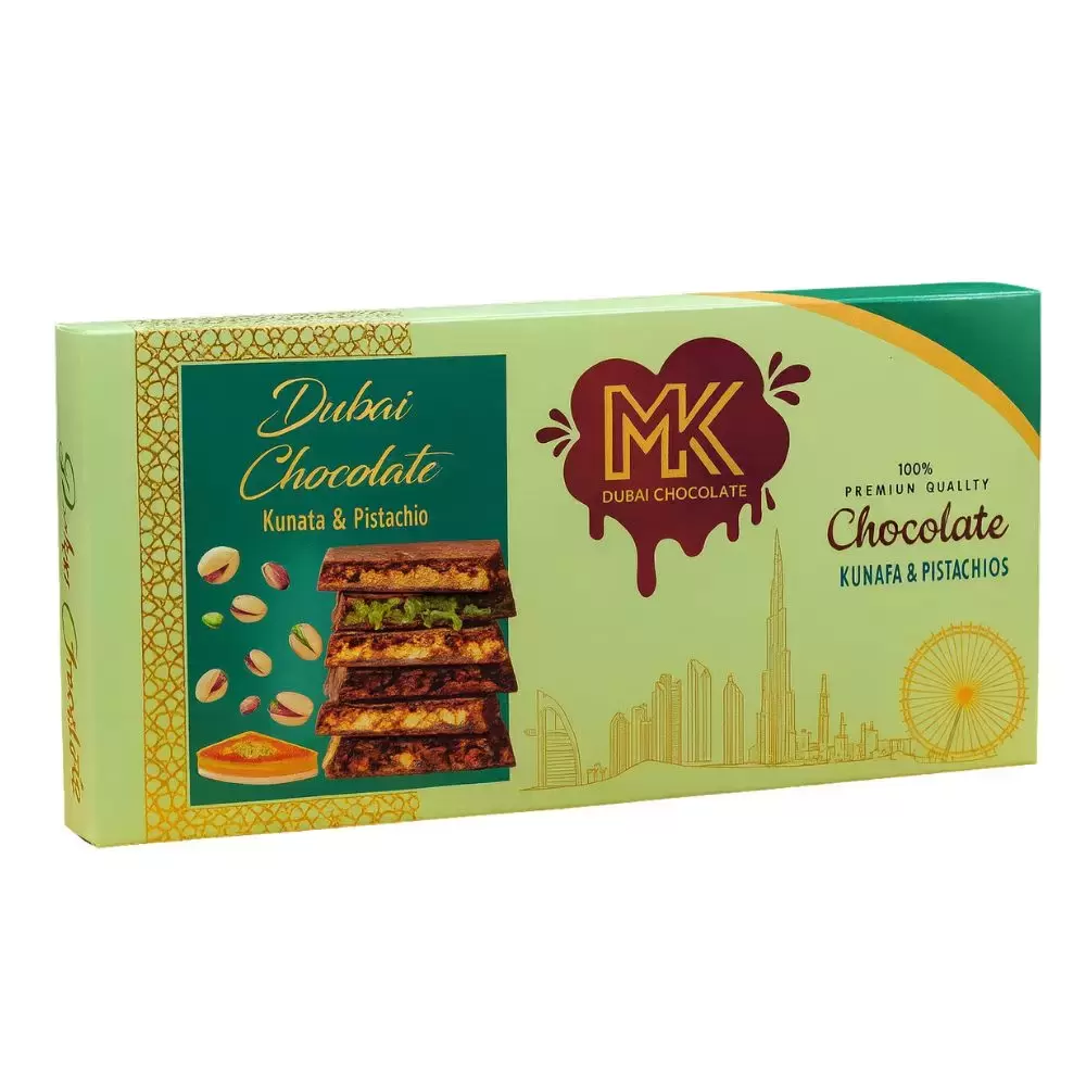 MK Dubai Chocolate With Kunafa And Pistashio Flavor- 200gms