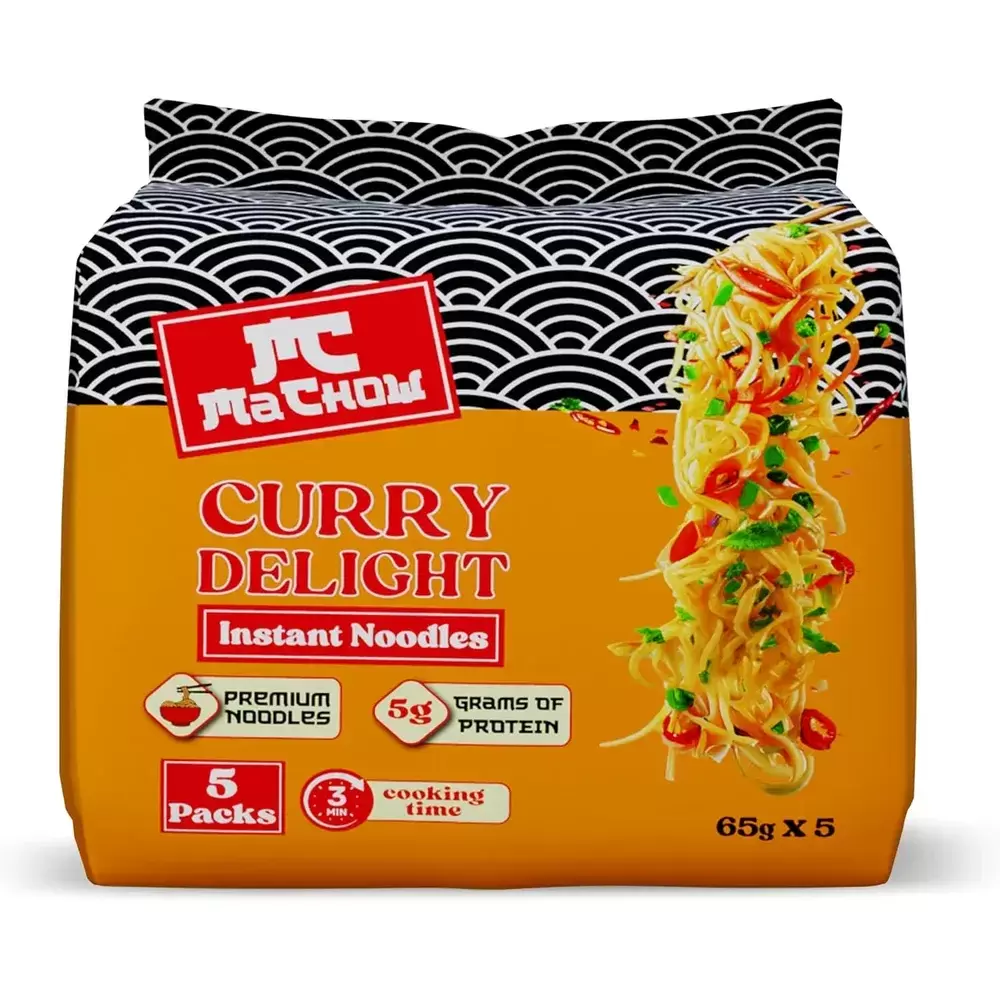 Machow Curry Delight Instant Noodles 3min Cooking Time 325gms- 5X65gms