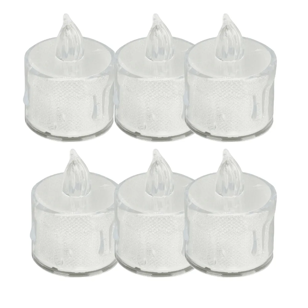 Battery Operated Acrylic Flameless And Smokeless LED Tea Light Candles- 6pcs