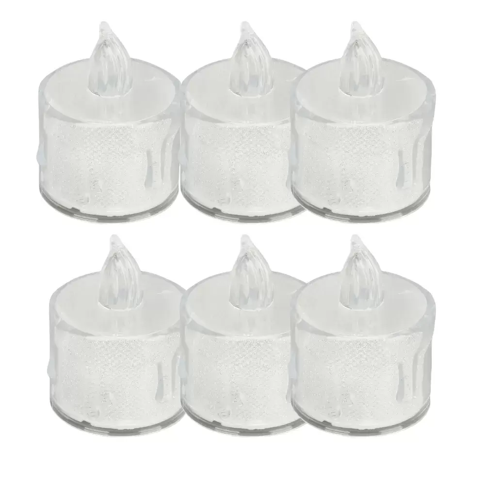 Battery Operated Acrylic Flameless And Smokeless LED Tea Light Candles- 6pcs