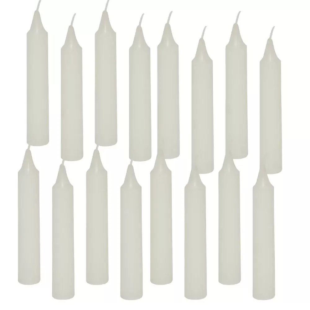 Mini White Unscented Taper Chime Candle For Celebrations- 64pcs