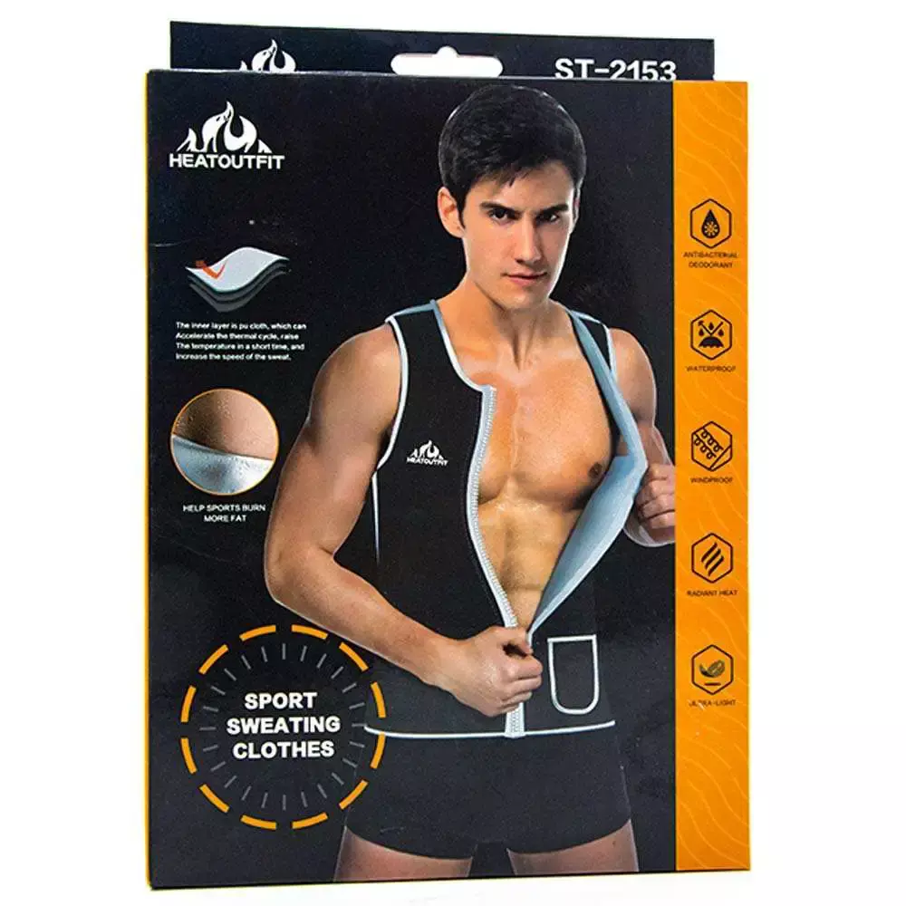 Vest Hot Sweat Waist Trainer Corset Shapewear Slimming Shirt Workout Suit  for men, Black