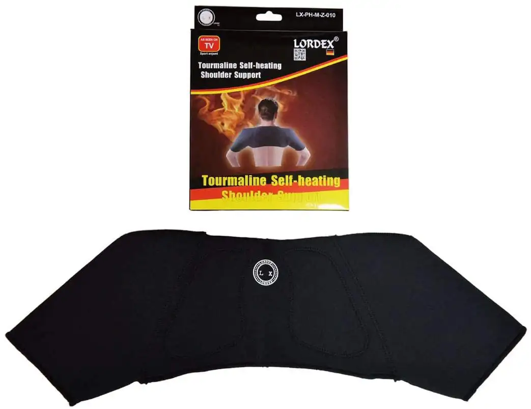 Lordex Fitness Tourmaline Self-Heating Shoulder Support, LX-PH-M-Z-010, Size: Medium- Black
