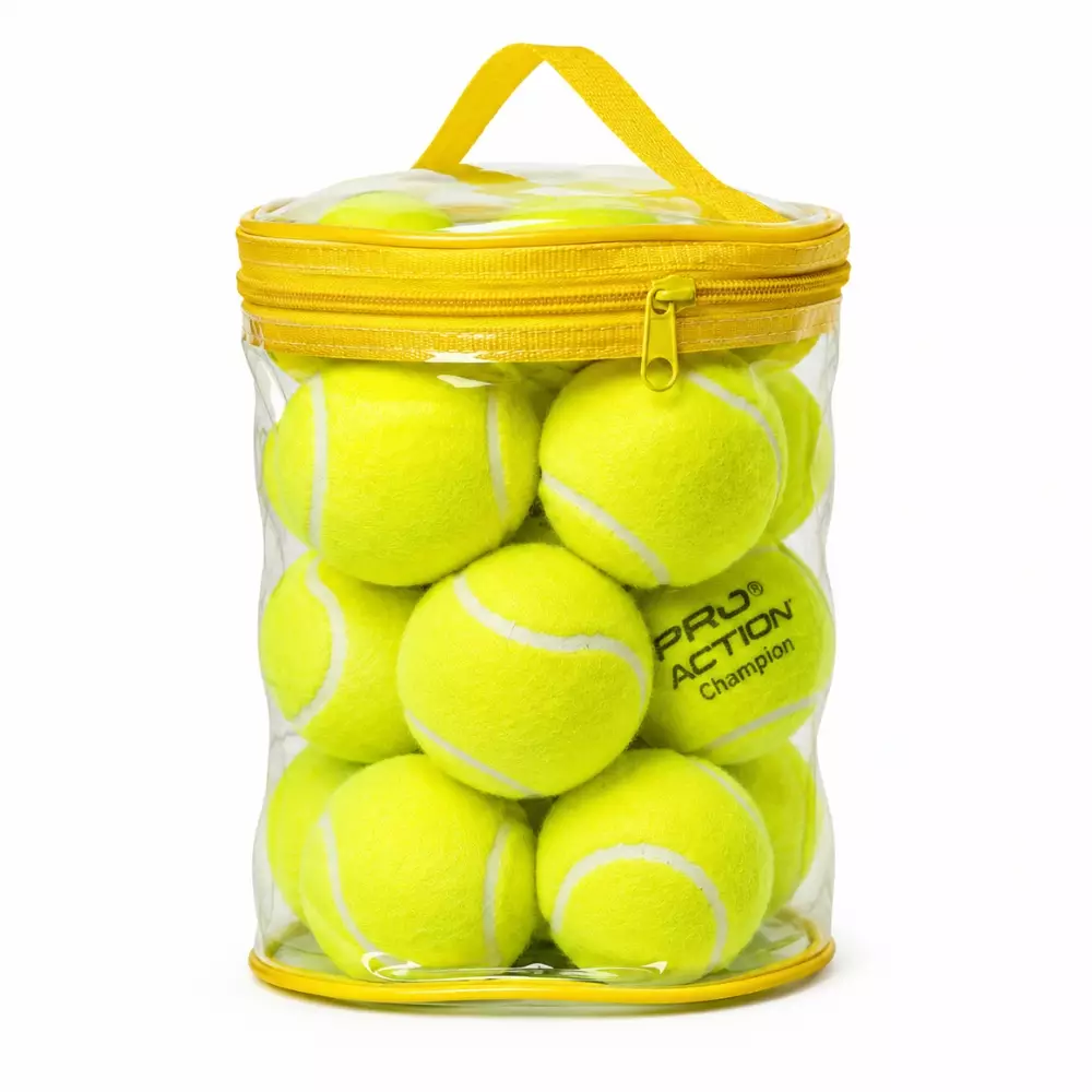 Pro Action Champion Green Polyester and Rubber Tennis Ball Set- 12pcs