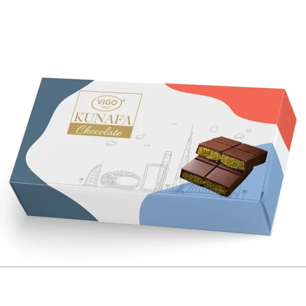 Vigo Luxurious Dubai Viral Kunafa Milk Chocolate With Pistachio Cream Stuffed- 120gms