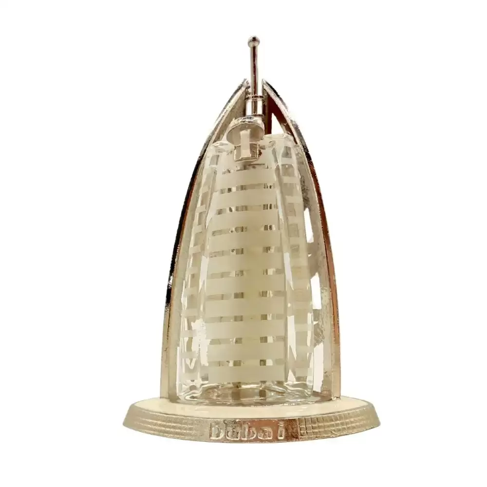 Decorative Dubai Souvenir Burj Al Arab Hotel Glass Model Kit Figurine- Golden