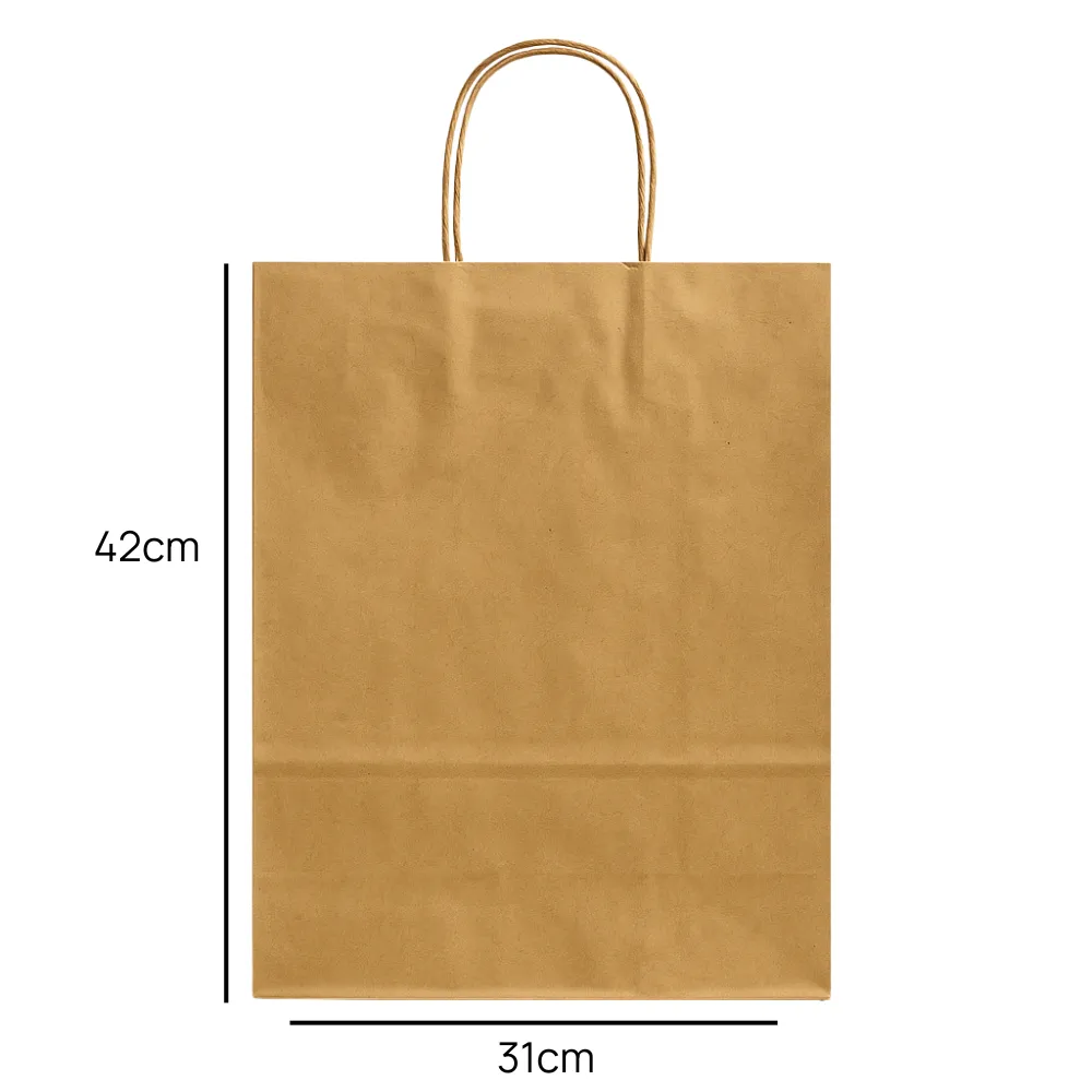 Eco Friendly Brown Kraft Paper Gift Bag With Strong Handle- 31X42cm